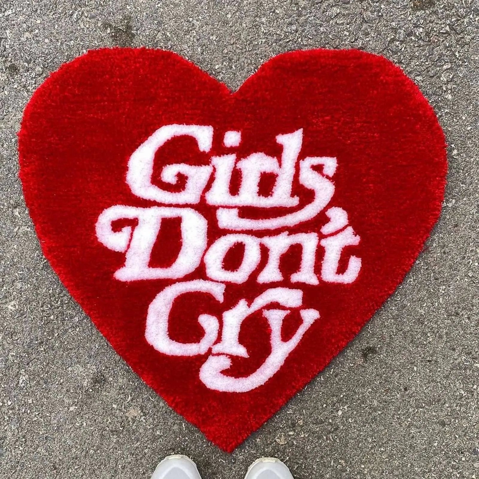 "Girls Dont Cry"  Heart Shaped Rug - My Store