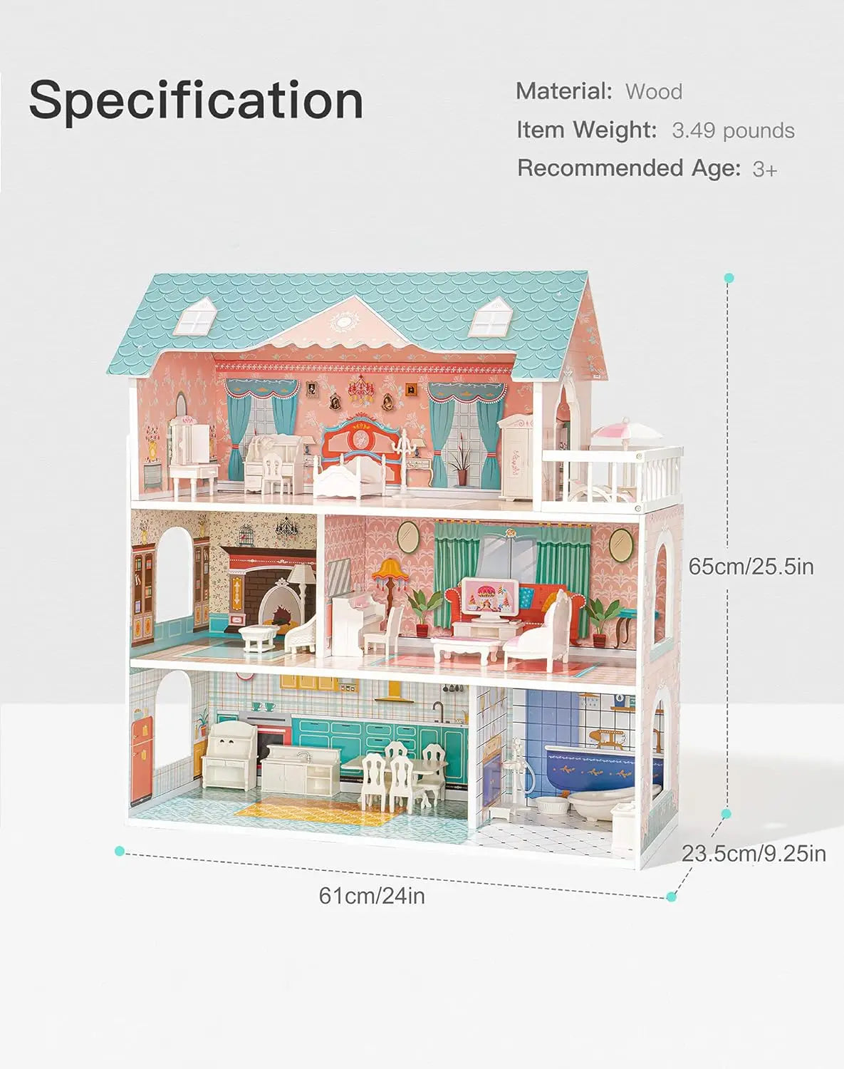 Wooden 28 Piece Dollhouse - My Store