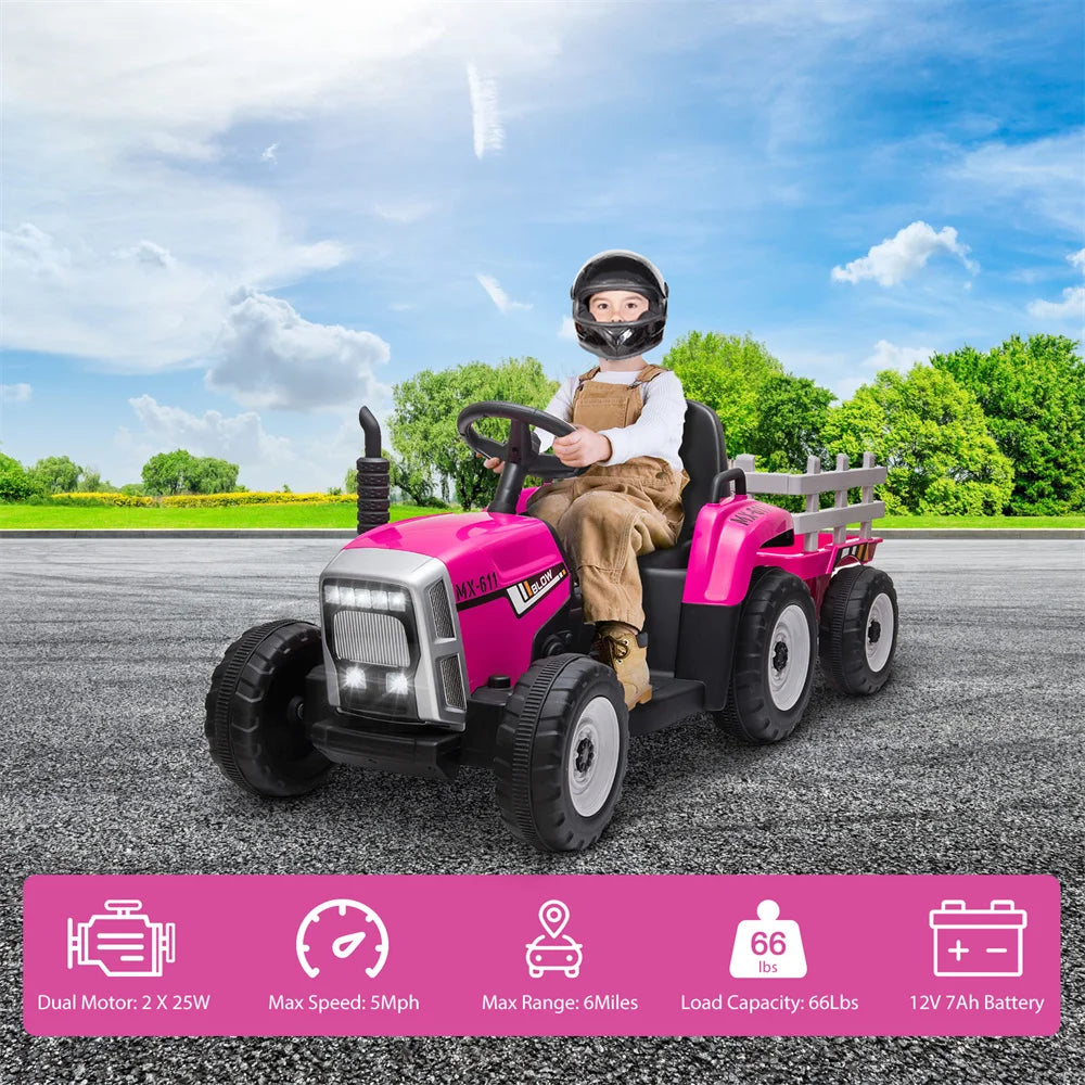 12V Kids Electric Battery-Powered Tractor Toy w/ Remote - My Store