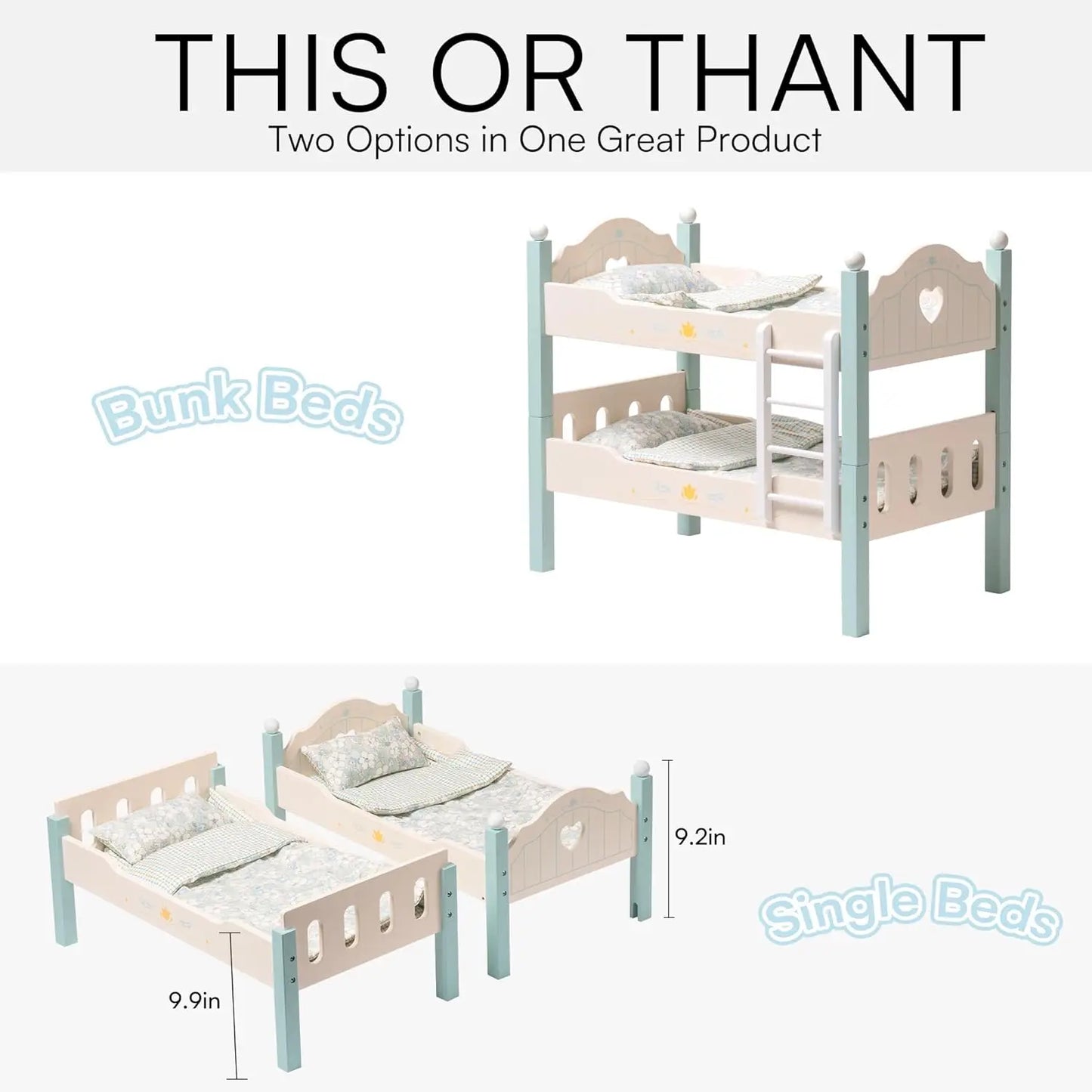 Natural Wood Baby Doll Stackable Bunk Bed - My Store