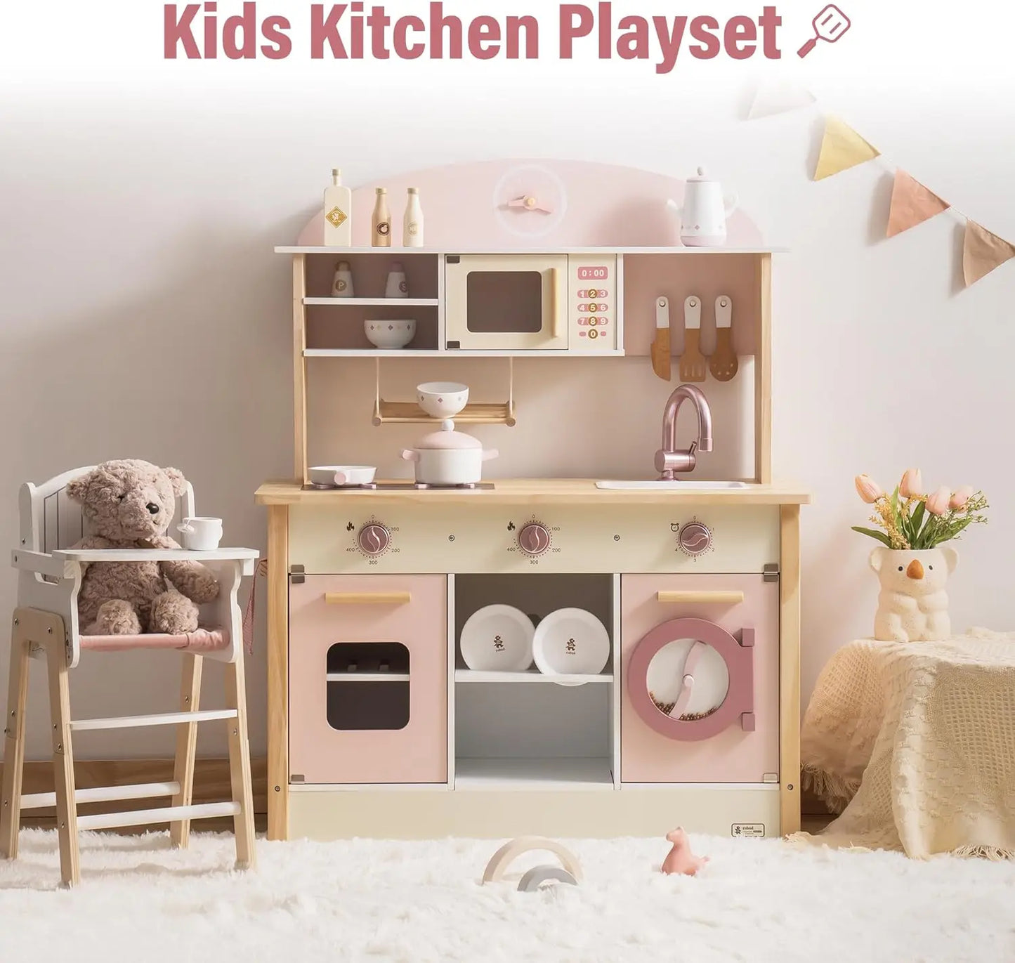 Modern Wooden Play Kitchen with Realistic Accessories - My Store