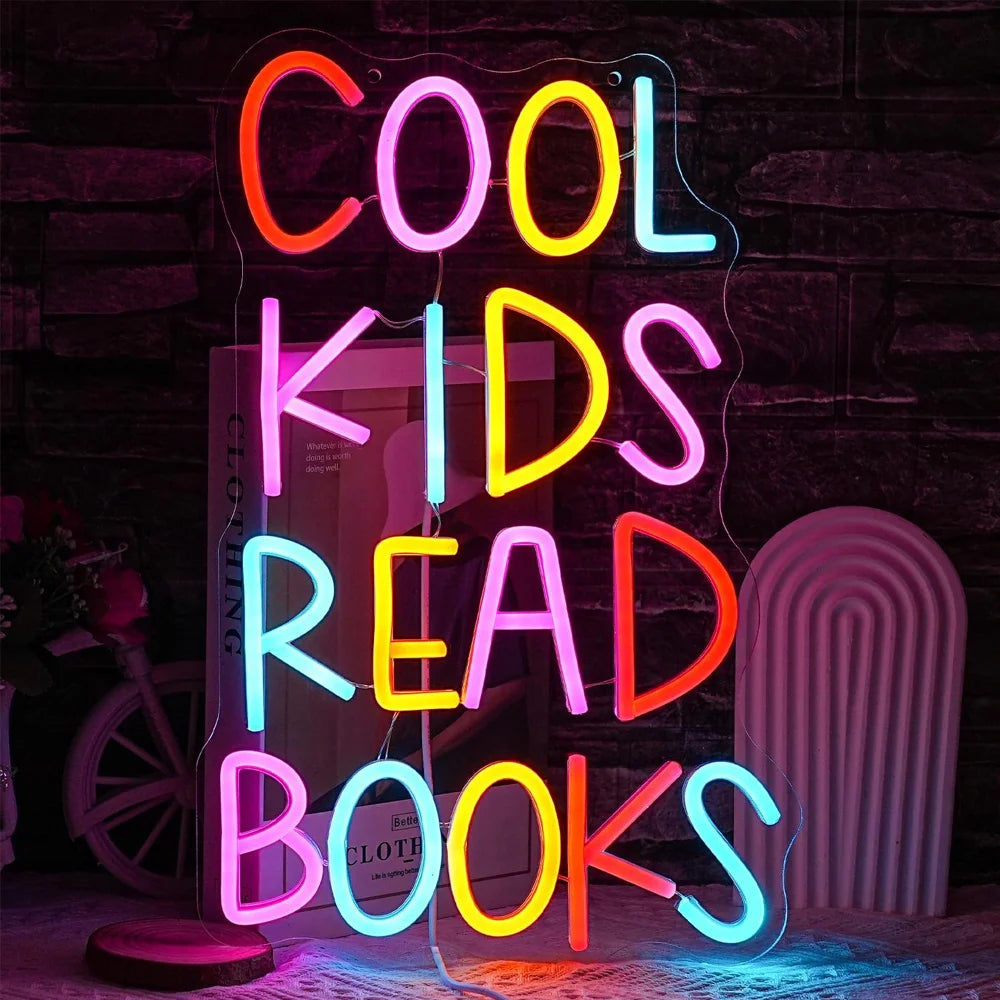 Cool Kids Read Books Neon Sign