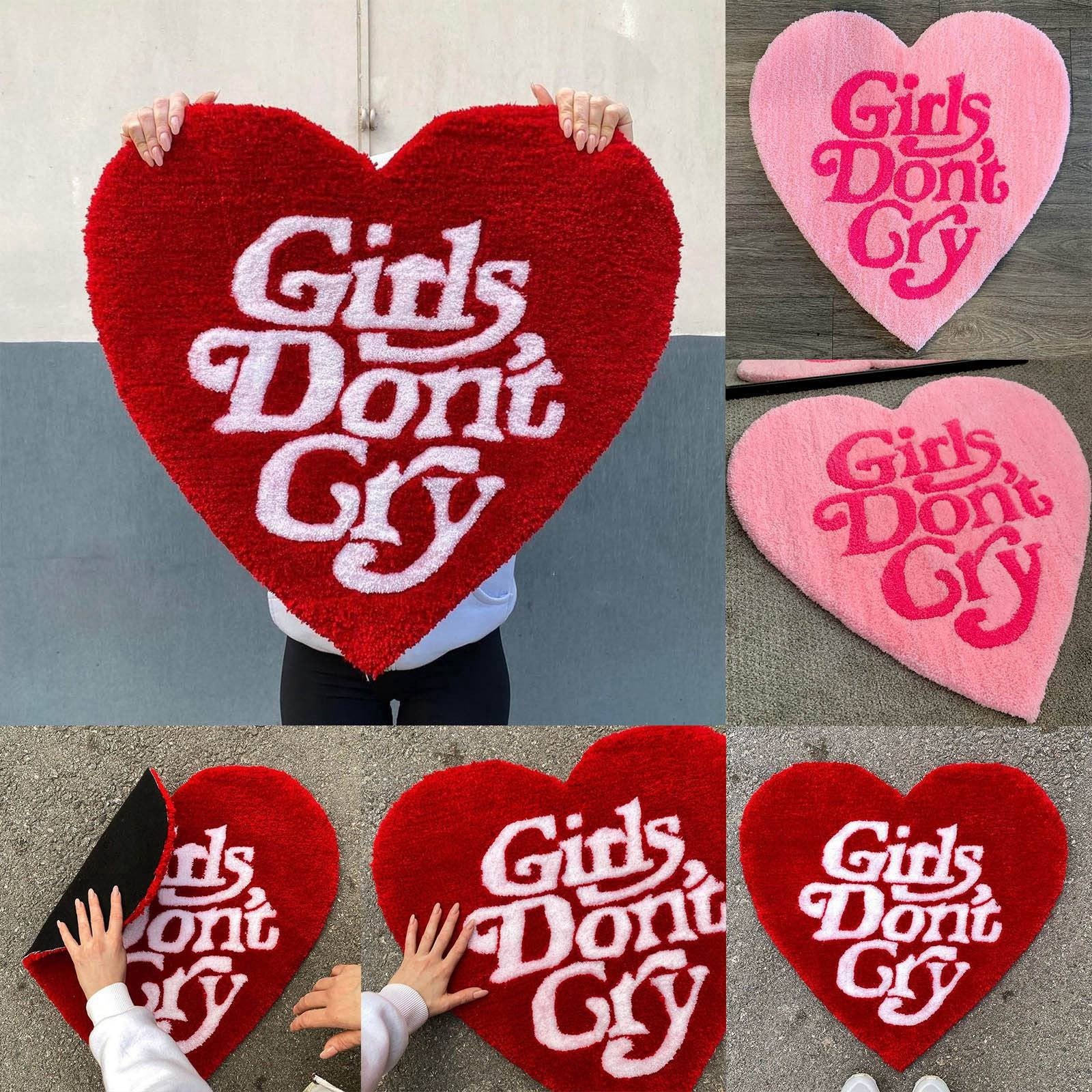 "Girls Dont Cry"  Heart Shaped Rug - My Store