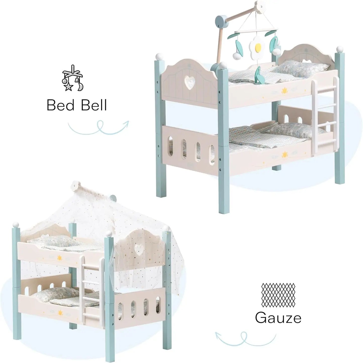 Natural Wood Baby Doll Stackable Bunk Bed - My Store