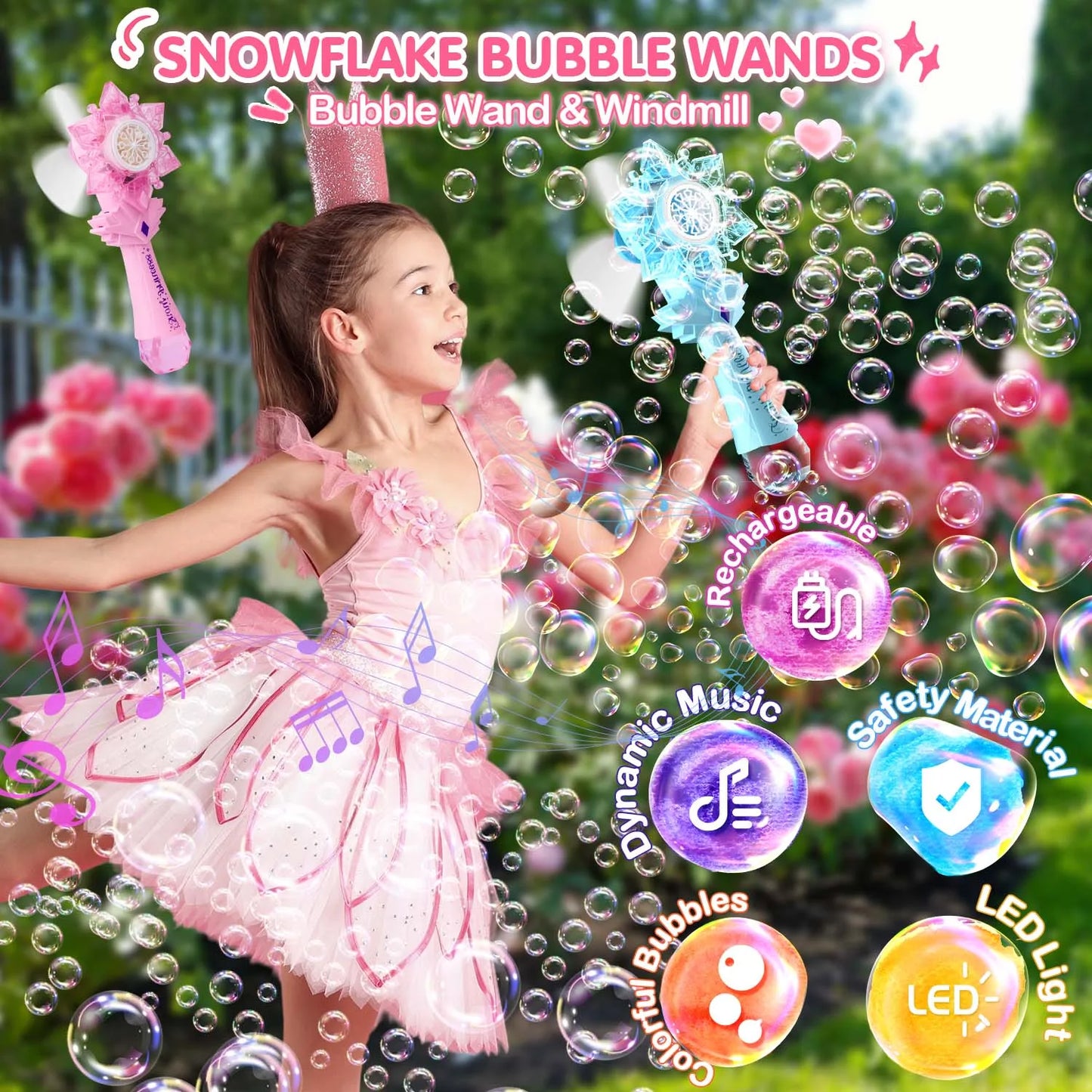 Girls Rechargeable Electric Bubble Wand - My Store