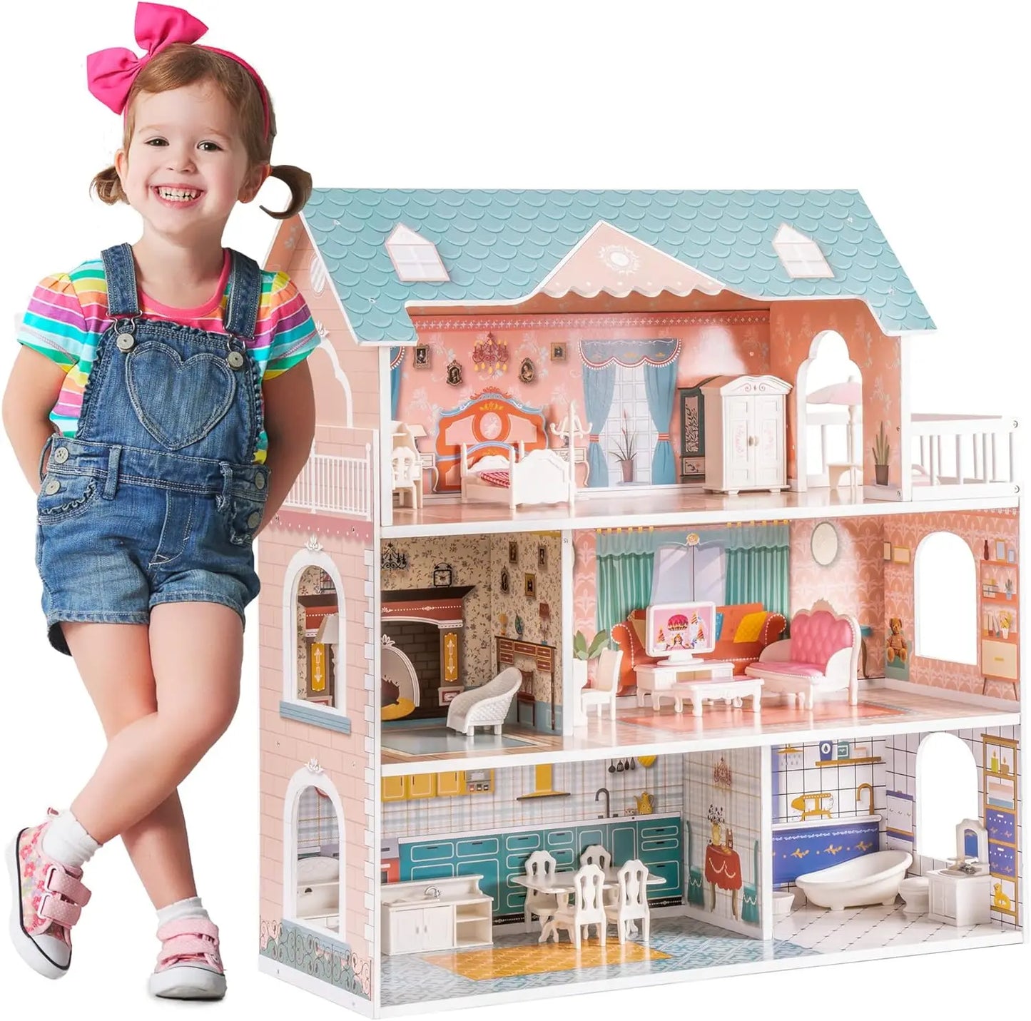 Wooden 28 Piece Dollhouse - My Store